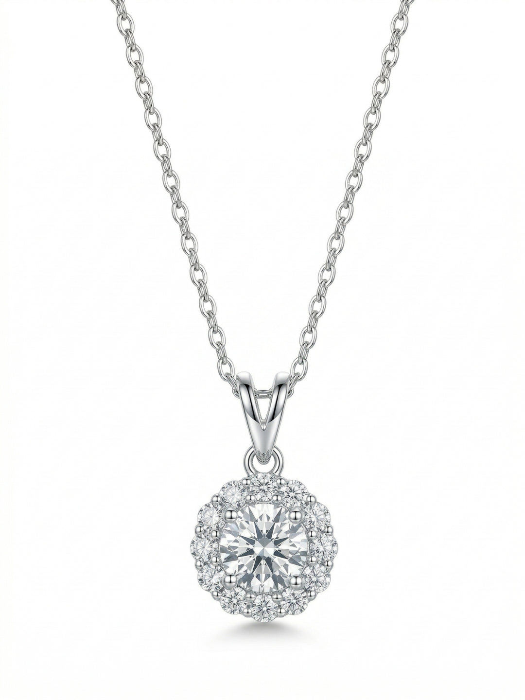 925 Sterling Silver Celestia Halo Sparkle Necklace for Women
