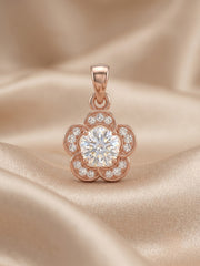 925 Sterling Silver Blooming Daisy Diamond Pendant Set with Earrings