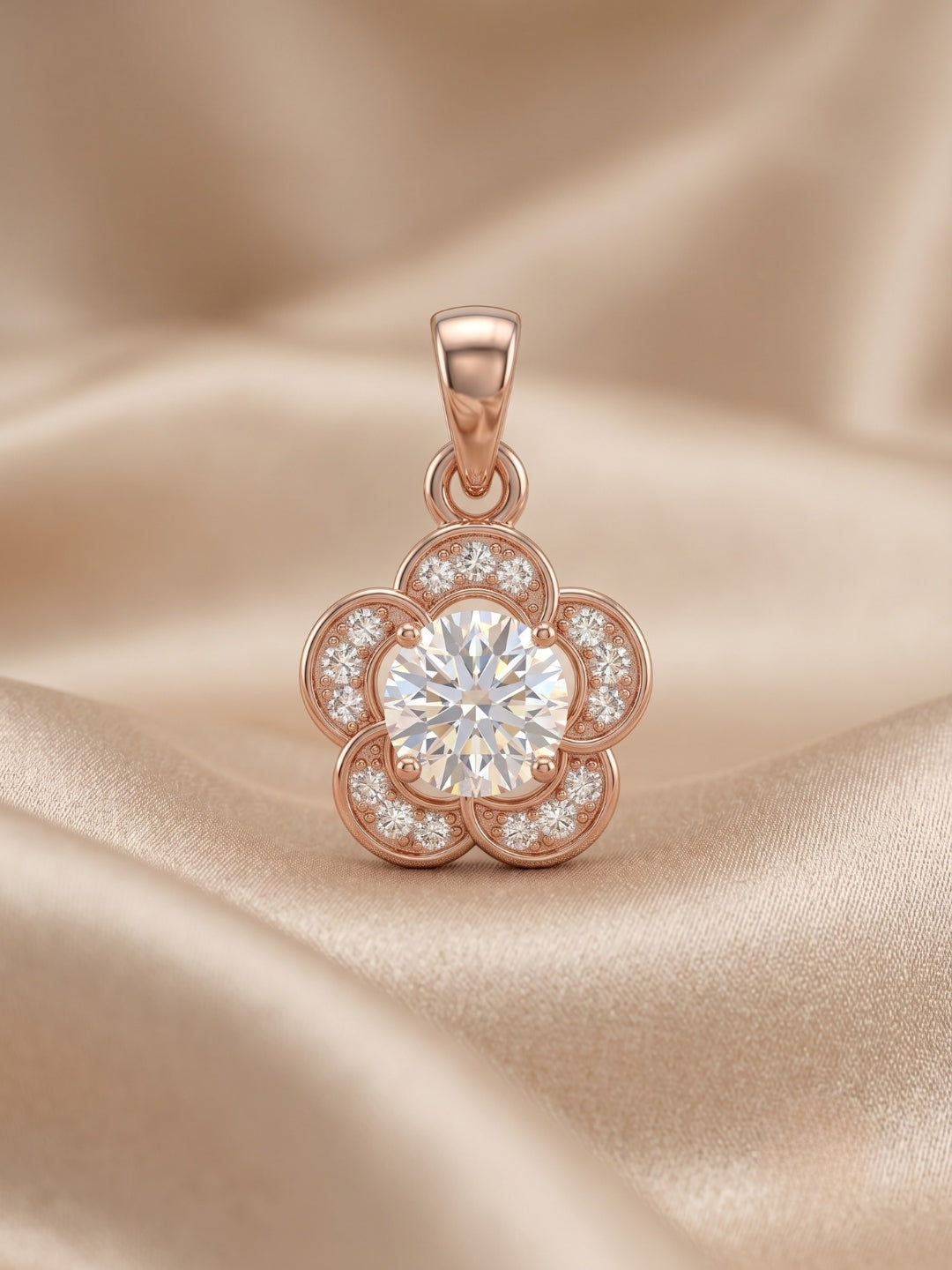 925 Sterling Silver Blooming Daisy Diamond Pendant Set with Earrings