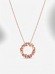 925 Sterling Silver Aurora Mosaic Halo Necklace For Women