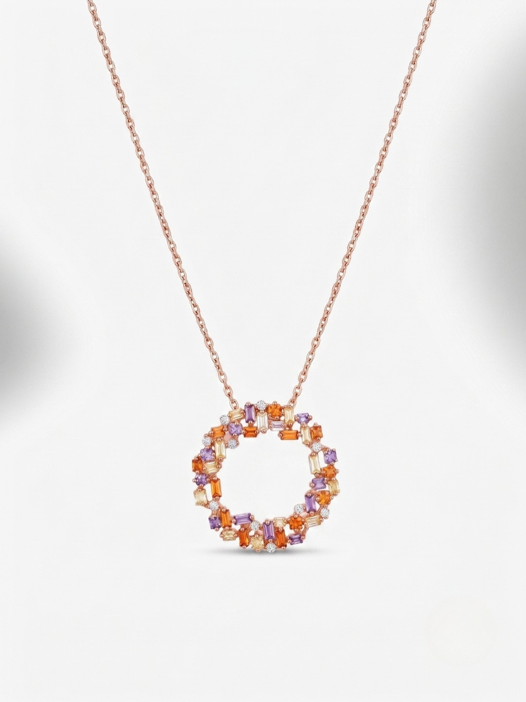 925 Sterling Silver Aurora Mosaic Halo Necklace For Women