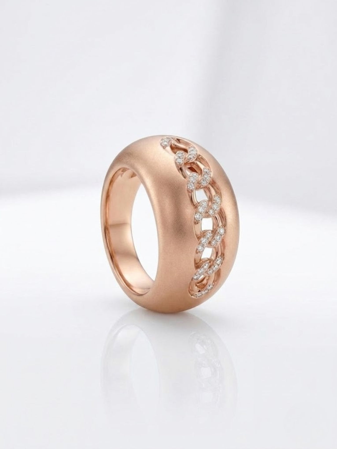 925 Silver Rose Chain Statement Ring for Women