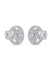 925 Silver Earrings Floral CZ Stud Earrings for Women