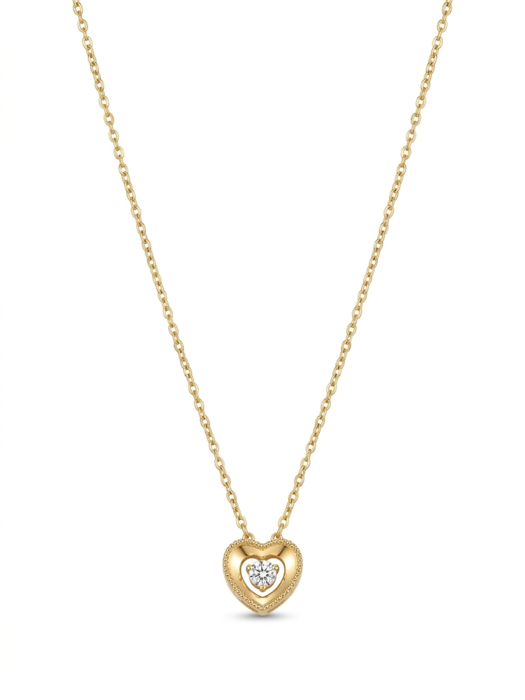 925 Sterling Silver Golden Solitaire stone Heartness Necklace for women