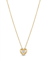 925 Sterling Silver Golden Solitaire stone Heartness Necklace for women