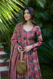 Noor Heavy Digital Printed Muslin Anarkali Set