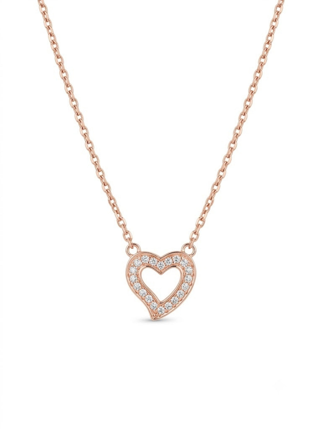 925 Sterling Silver Sparkling Heart Charm Necklace for Women