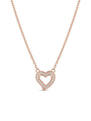 925 Sterling Silver Sparkling Heart Charm Necklace for Women