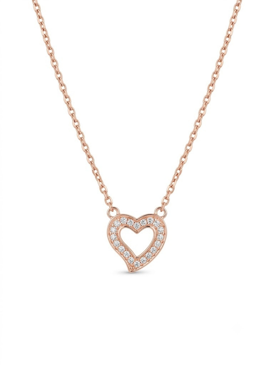 925 Sterling Silver Sparkling Heart Charm Necklace for Women