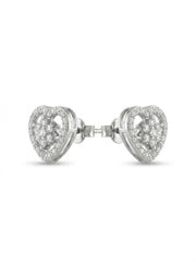 925 Silver Heart Sparkle Stud Earrings for Women