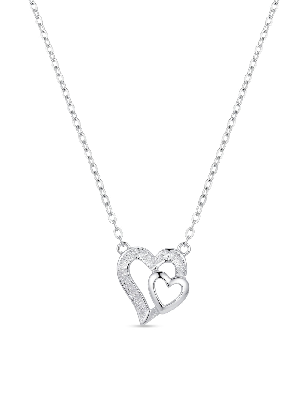 925 Silver Eternal Pure Double Heart Necklace for Women