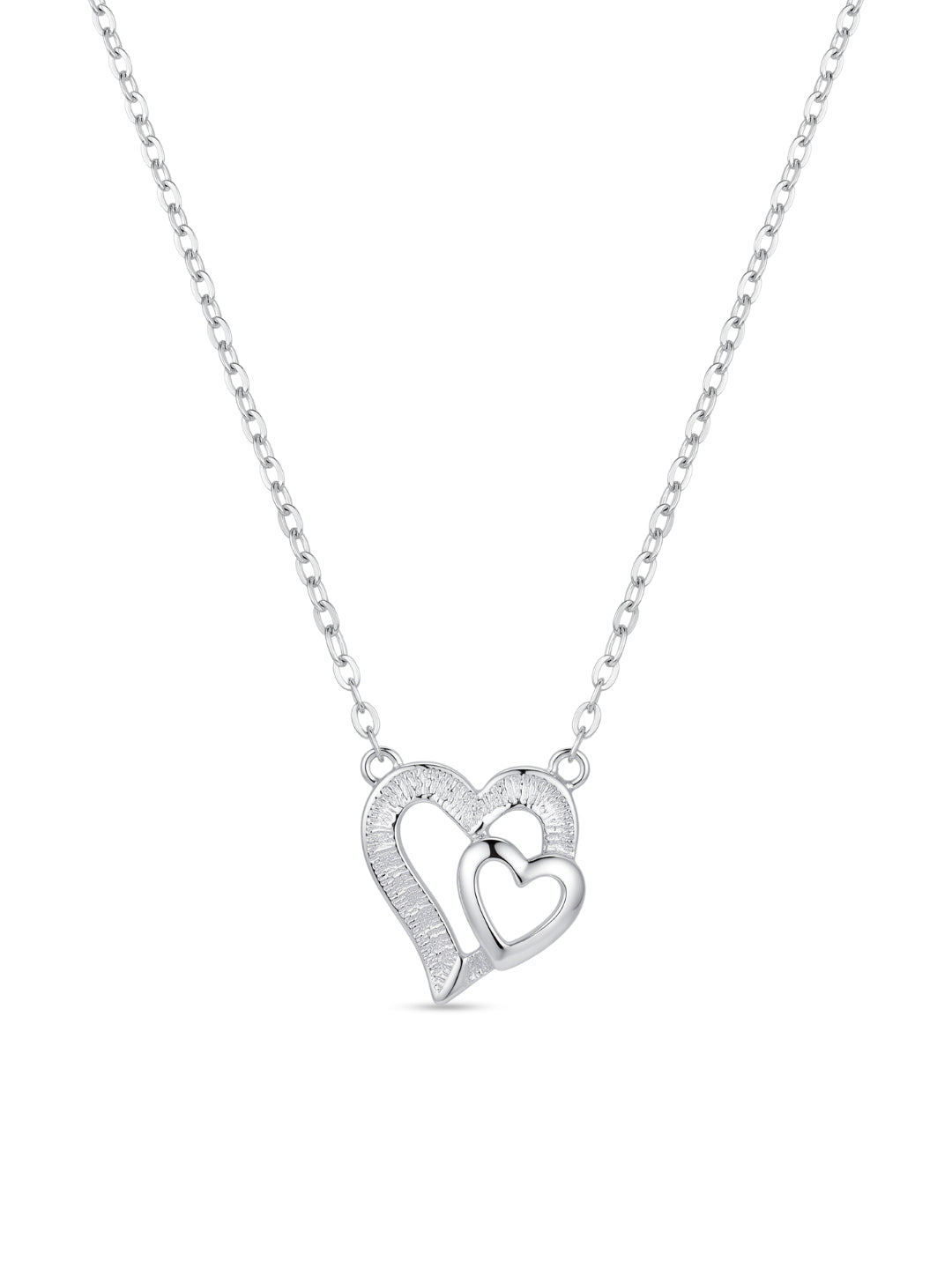 925 Silver Eternal Pure Double Heart Necklace for Women