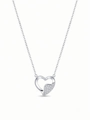 925 Sterling Pure Silver Radiant Pavé Heart Necklace for Women