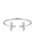 92.5 Sterling Silver Petal Open Cuff Bracelet for Women