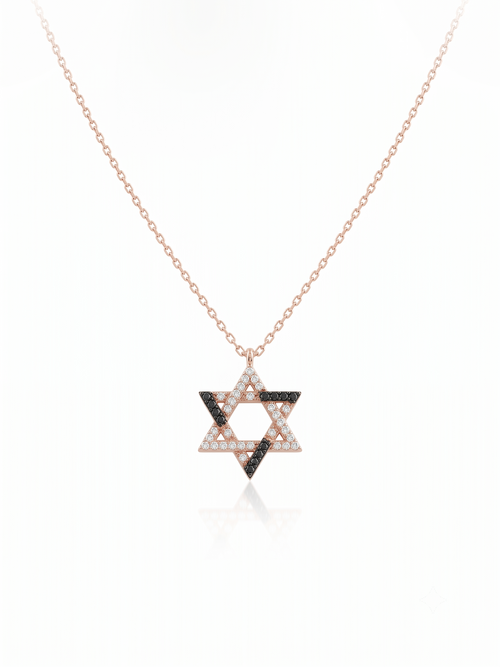 925 Sterling Silver Black & White Star Necklace for Women