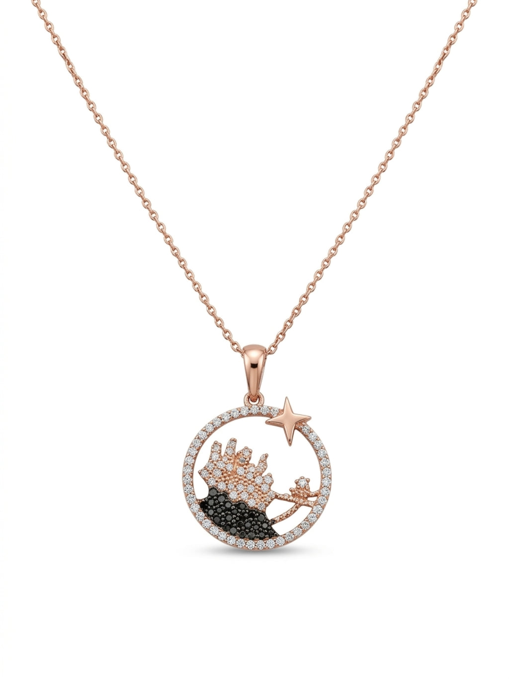 925 Sterling Silver Rose Gold Fairy Garden Necklace for women