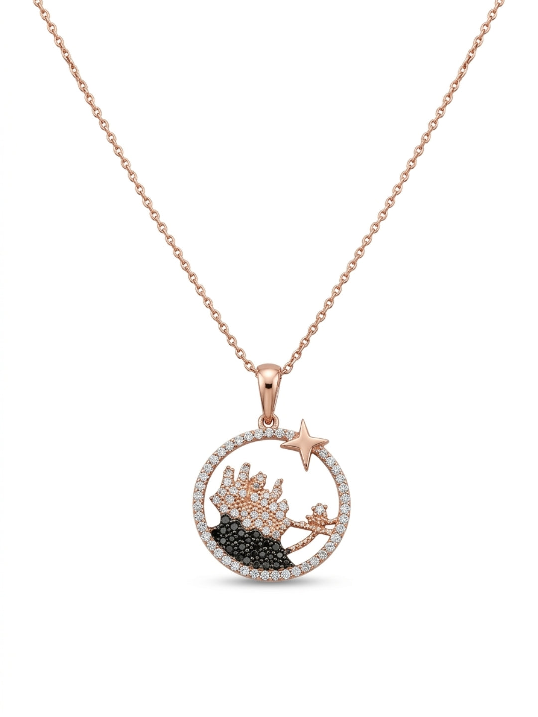 925 Sterling Silver Rose Gold Fairy Garden Necklace for women