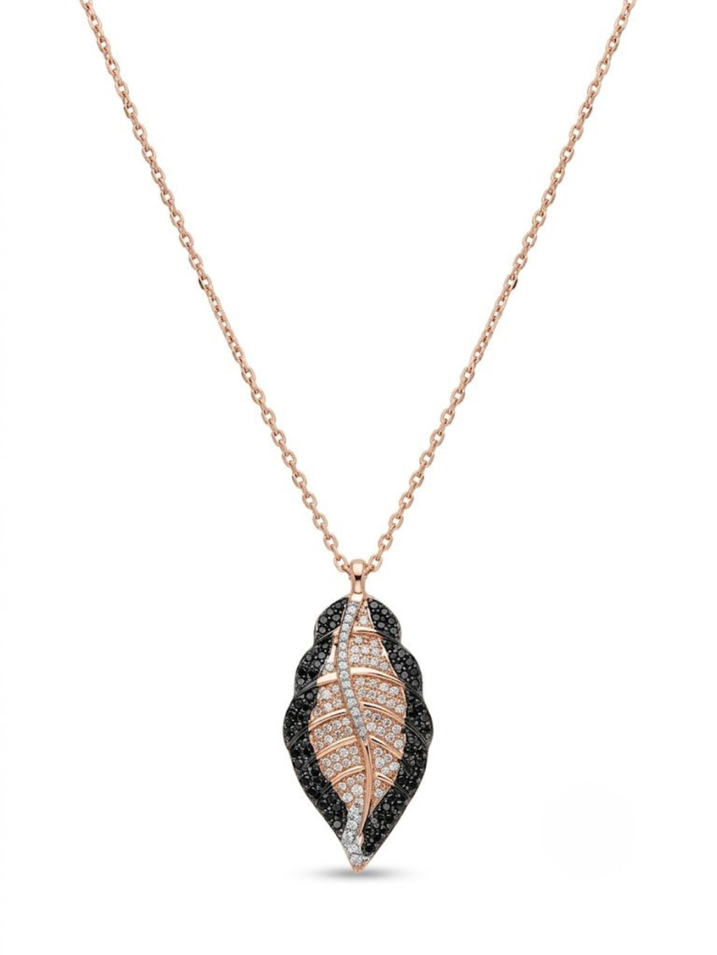 925 Sterling Silver Midnight Leaf Elegance Necklace for Women