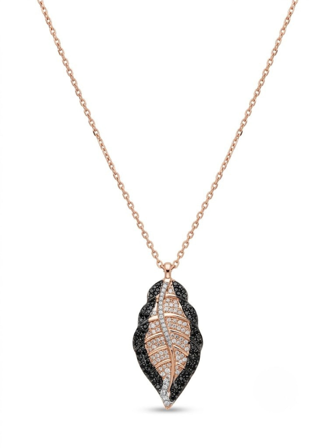 925 Sterling Silver Midnight Leaf Elegance Necklace for Women