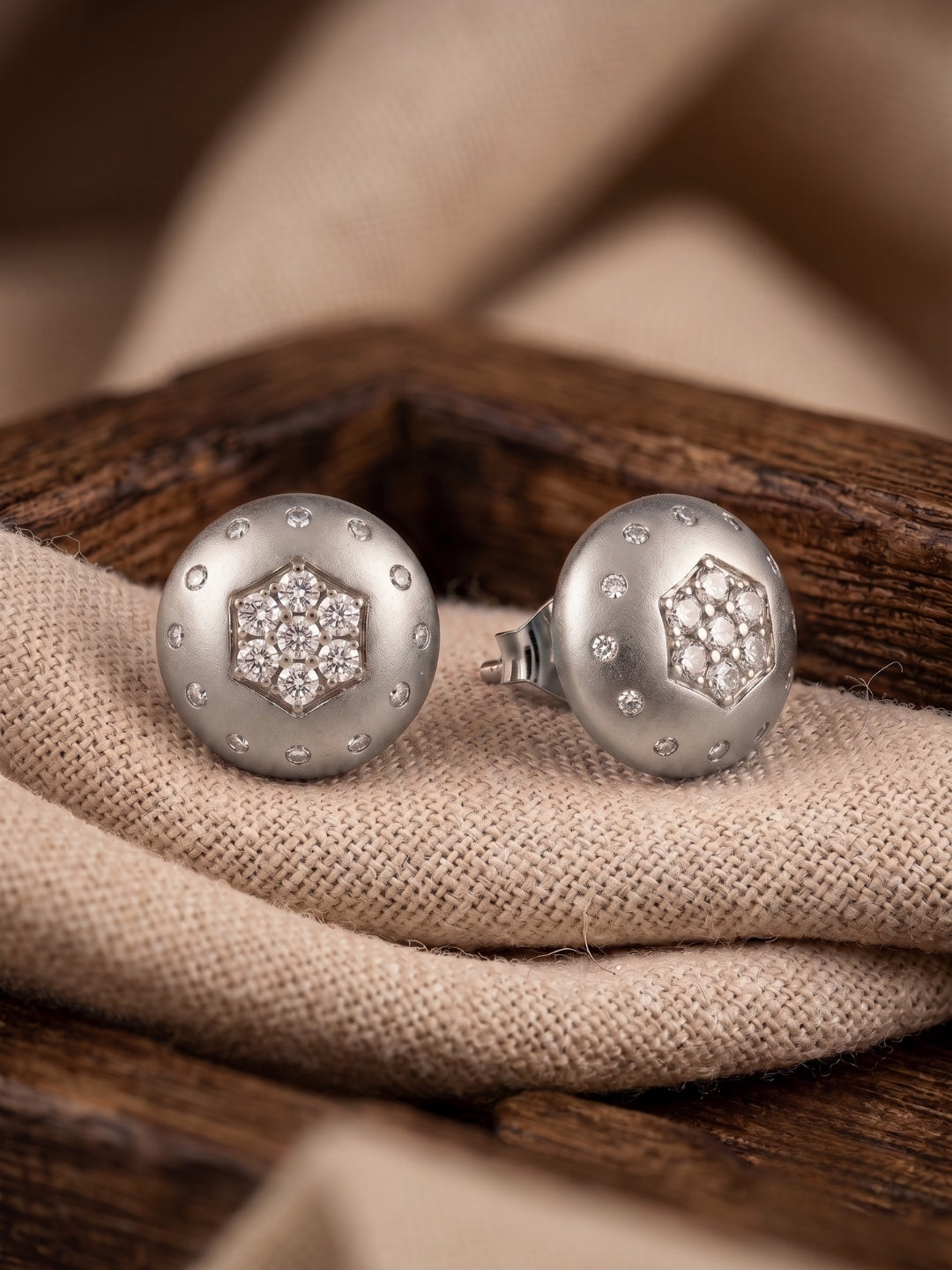 925 Silver Hexa Spark Stud Earrings for Women