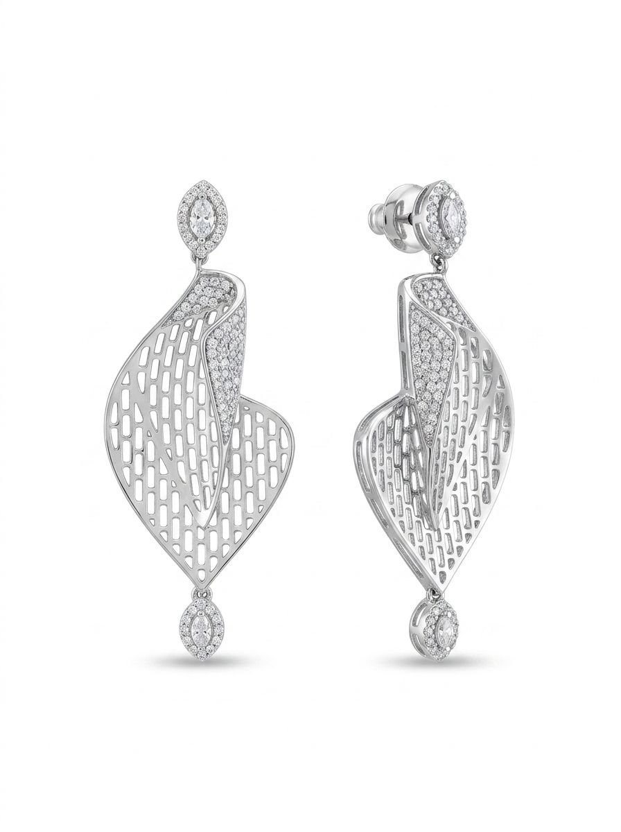 925 Silver earrings Celeste Leaf Drop Earrings for Women