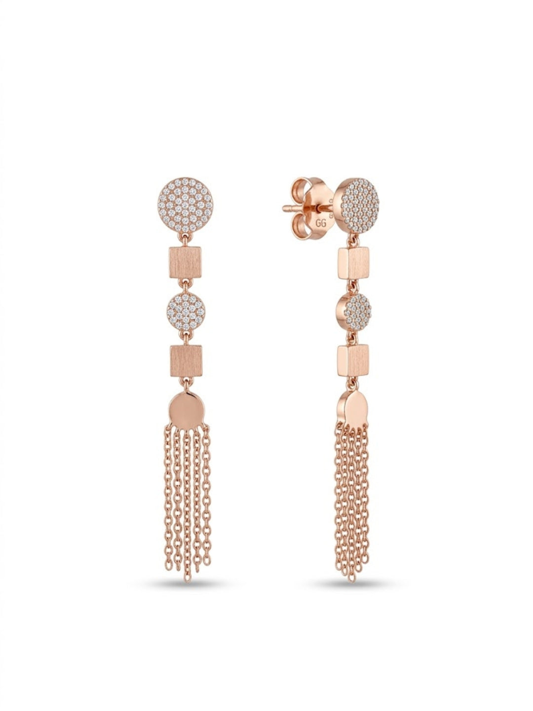 925 Silver Rose Gold Tassel Drop Earrings for Women