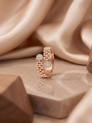 925 Sterling Silver Rose Gold Link Open Ring for Women