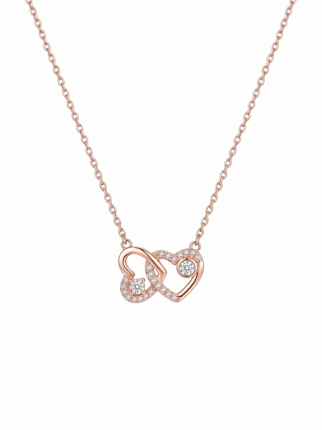 925 Sterling Silver Eternal Bond Interlocking Hearts Necklace for Women
