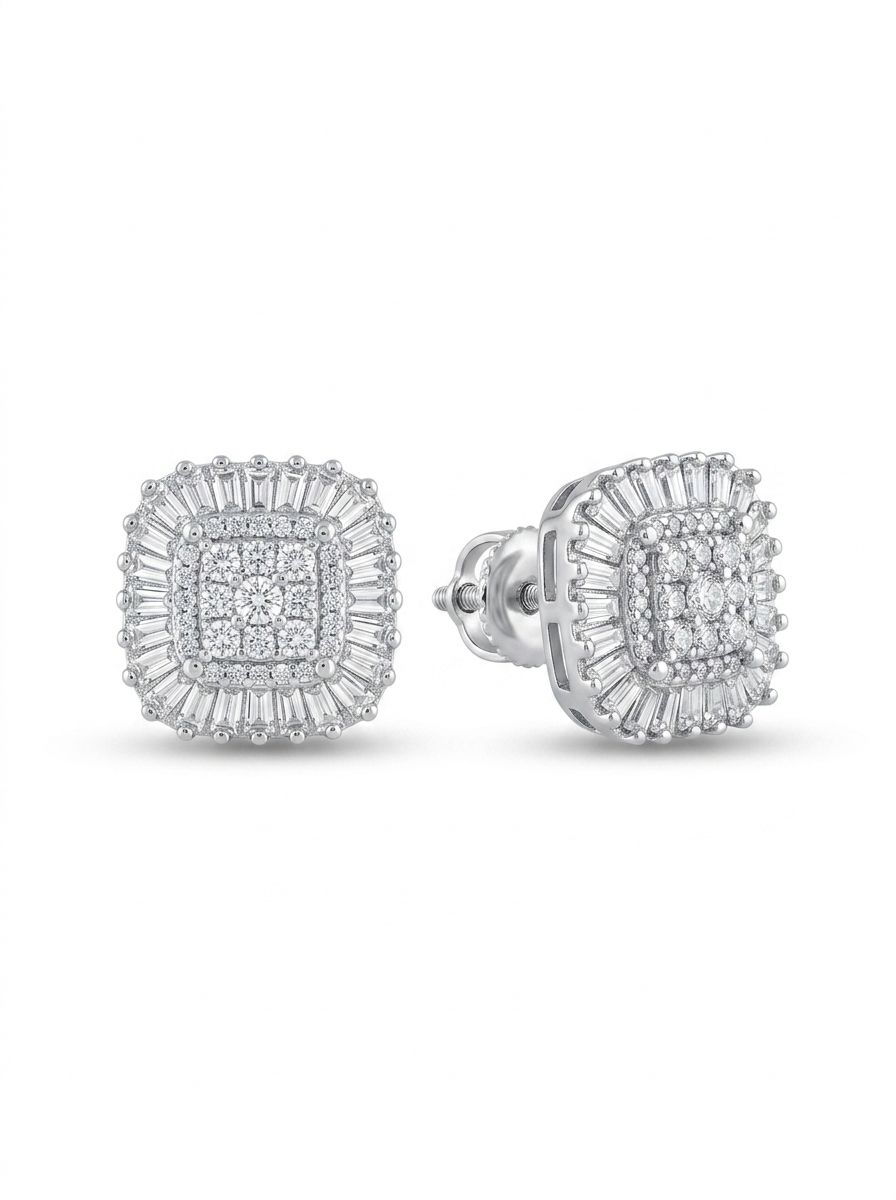 925 Silver earrings Celeste Radiance Halo Stud Earrings for Women