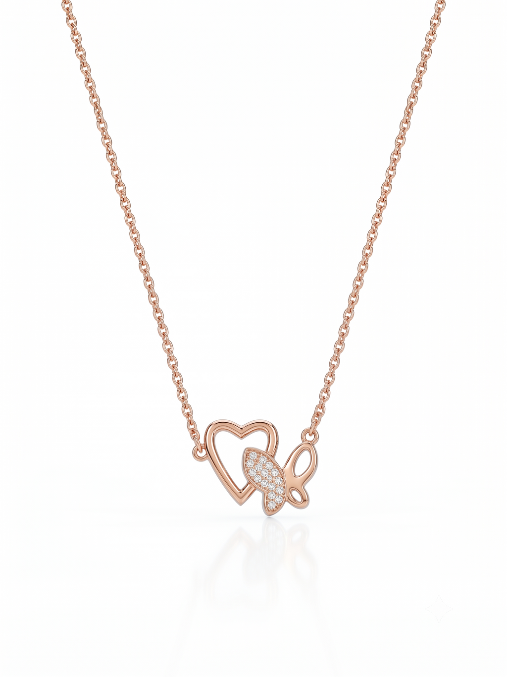 925 Sterling Silver Butterfly Heart Necklace for Women