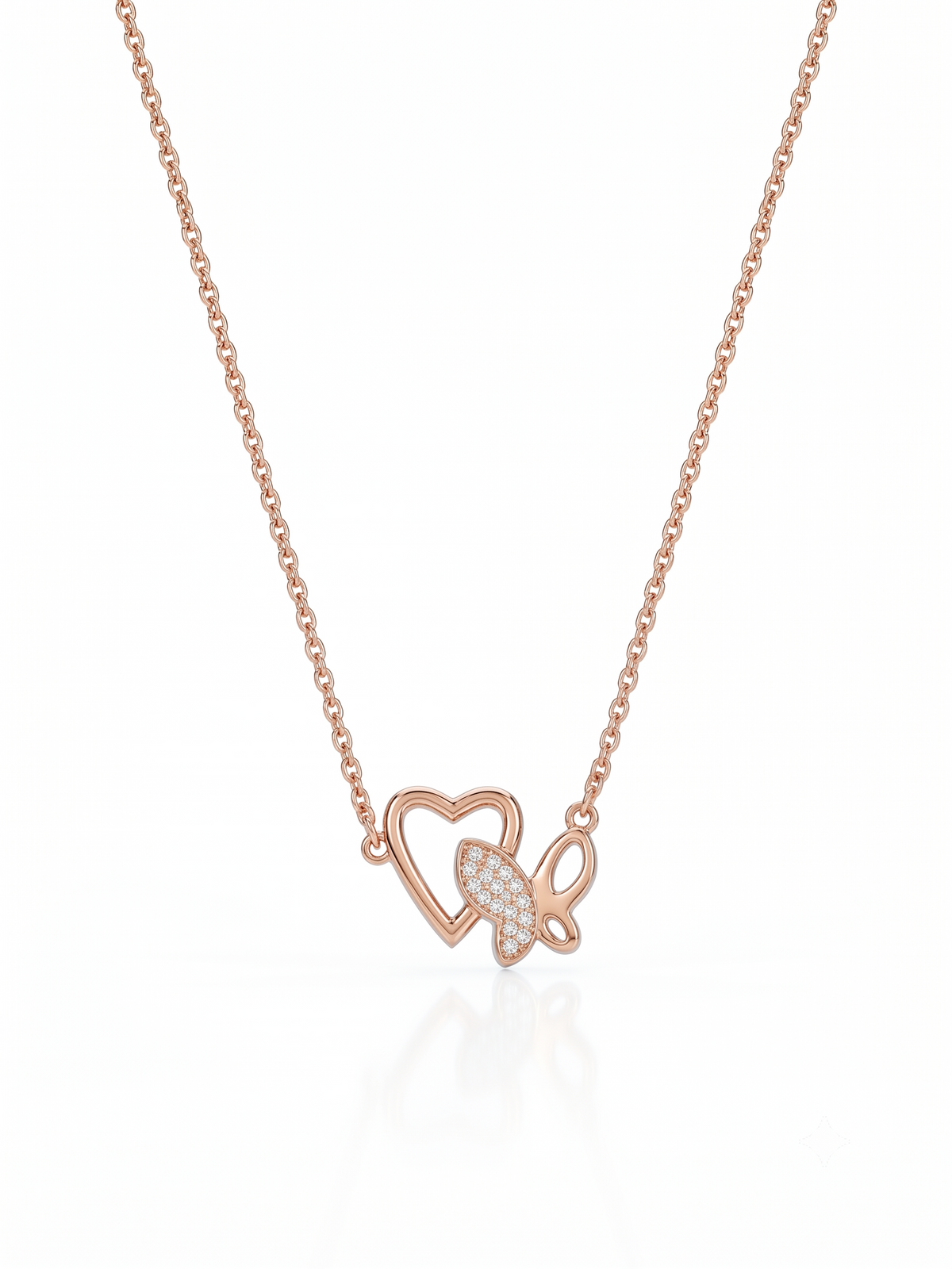 925 Sterling Silver Butterfly Heart Necklace for Women