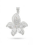 925 Sterling Silver Magnolia Filigree Pendant For Women