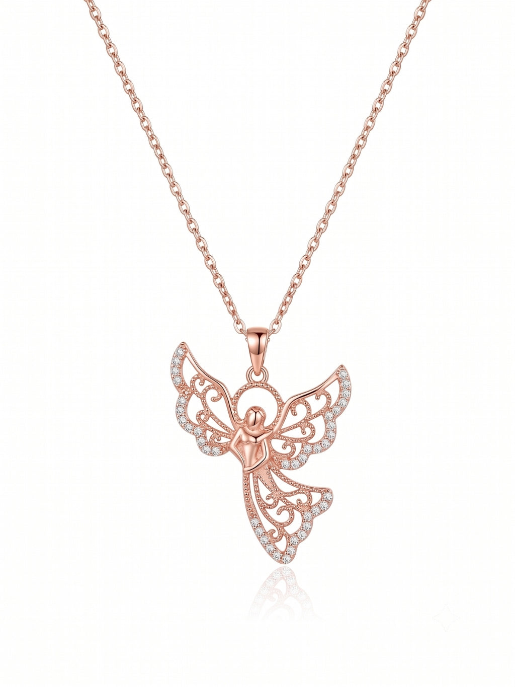 925 Sterling Silver Celestial Grace Angel Filigree Necklace for Women