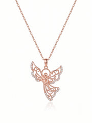 925 Sterling Silver Celestial Grace Angel Filigree Necklace for Women