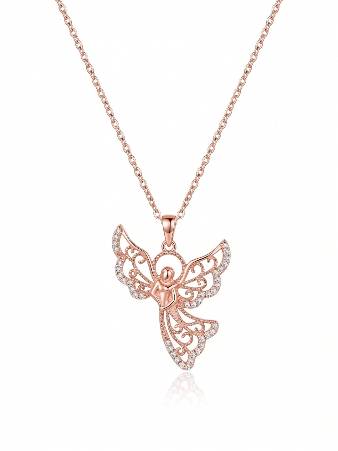 925 Sterling Silver Celestial Grace Angel Filigree Necklace for Women