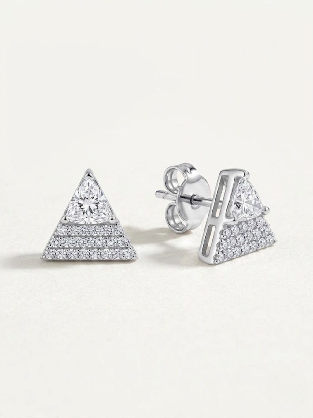 925 Silver Triangle Sparkle Stud Earrings for Women