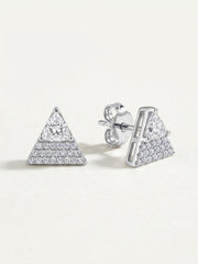 925 Silver Triangle Sparkle Stud Earrings for Women
