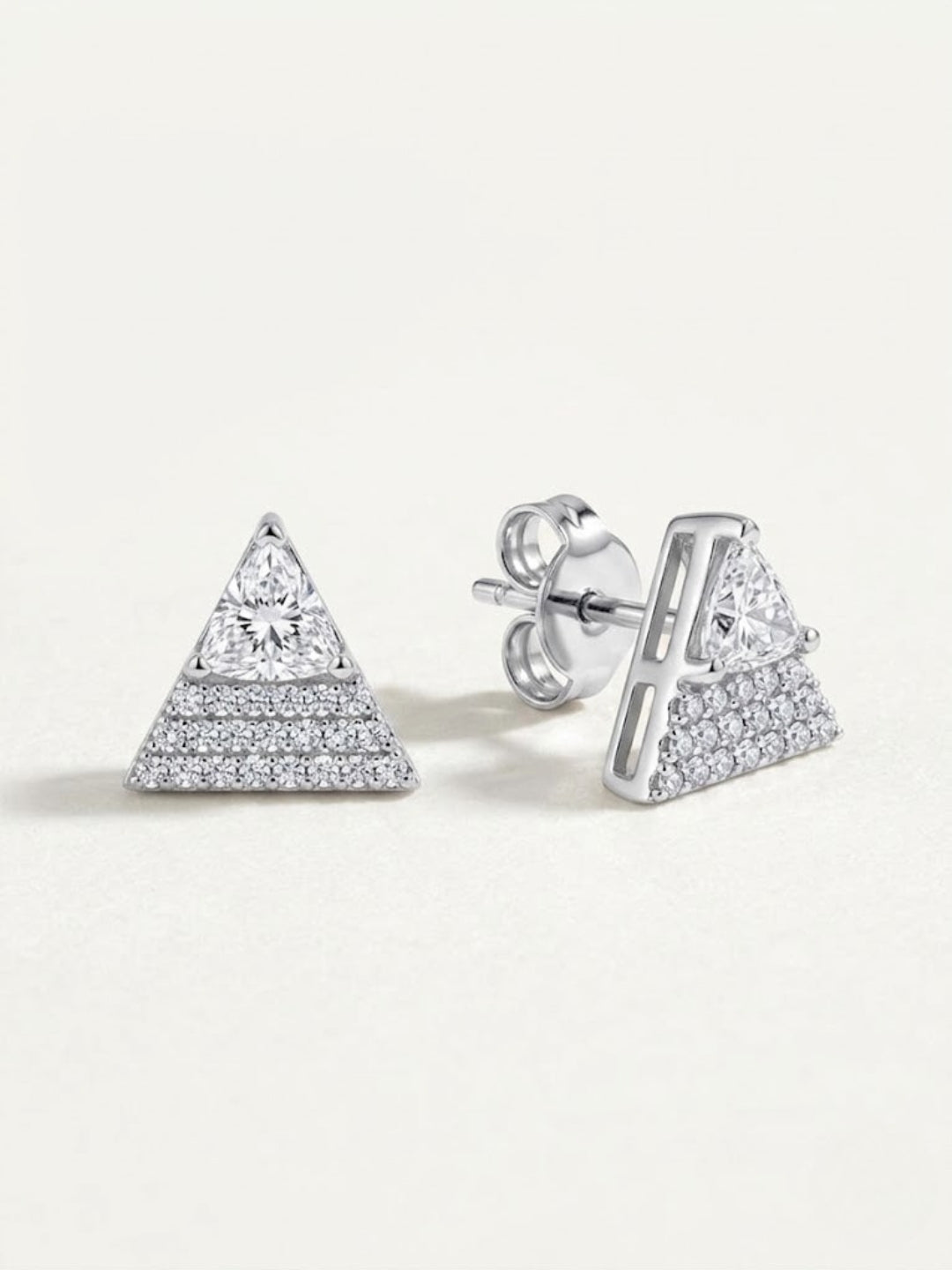 925 Silver Triangle Sparkle Stud Earrings for Women