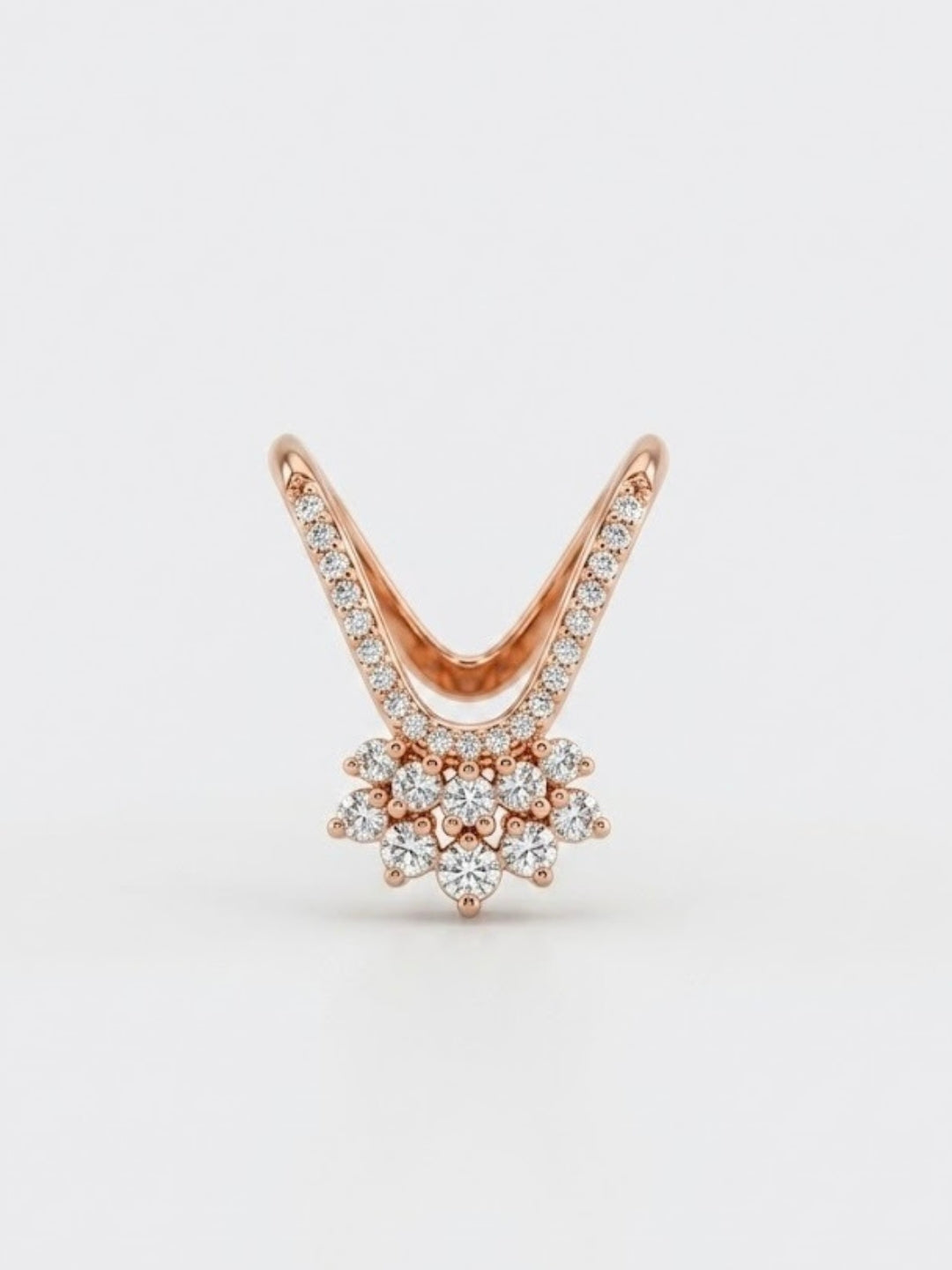 925 Sterling Silver V-Shaped Floral Crown Ring for Women