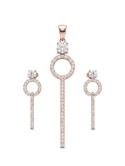 925 Sterling Silver Celestial Halo Drop Pendant Set with Earrings