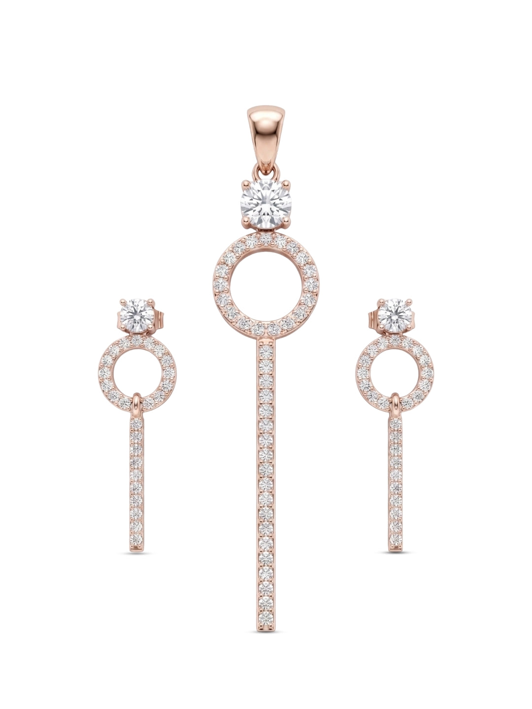 925 Sterling Silver Celestial Halo Drop Pendant Set with Earrings