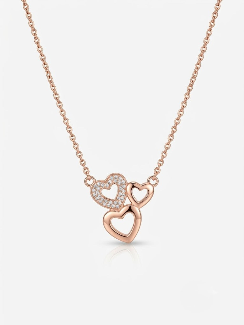 925 Sterling Silver Forever Together Heart Trio Necklace for Women