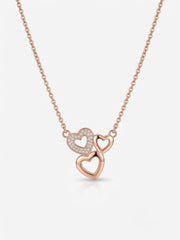 925 Sterling Silver Forever Together Heart Trio Necklace for Women