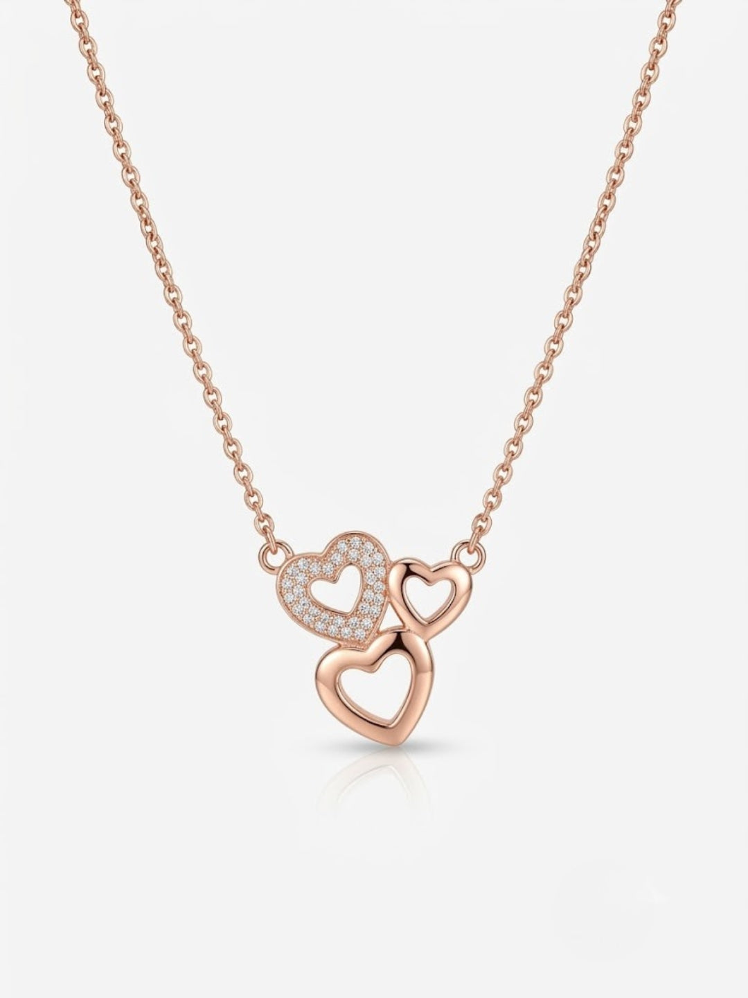 925 Sterling Silver Forever Together Heart Trio Necklace for Women