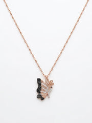 925 Sterling Silver Black Butterfly Pendant Necklace for Women