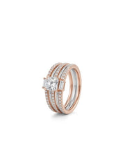 925 Sterling Silver Princess Cut Multi-Band Halo Statement Ring for Women