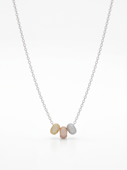 925 Sterling Silver Tri-Color Pavé CZ Bead Pendant Necklace for Women