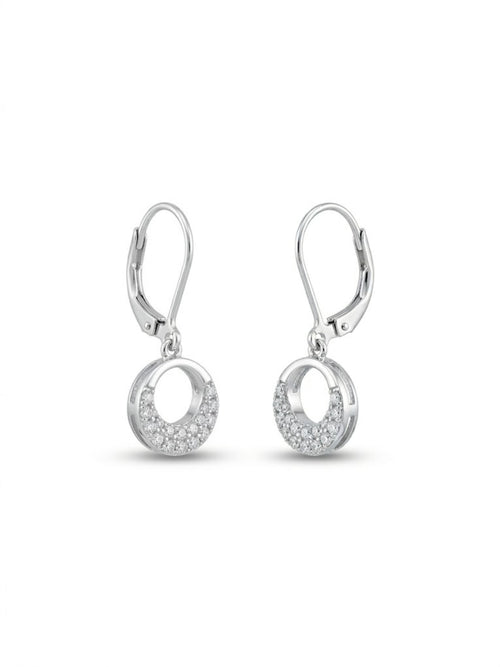 925 Silver Earrings Round Sparkle Hoops Earrings for Women