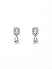 925 Sterling Silver Emerald Halo Drop Necklace Set with earrings