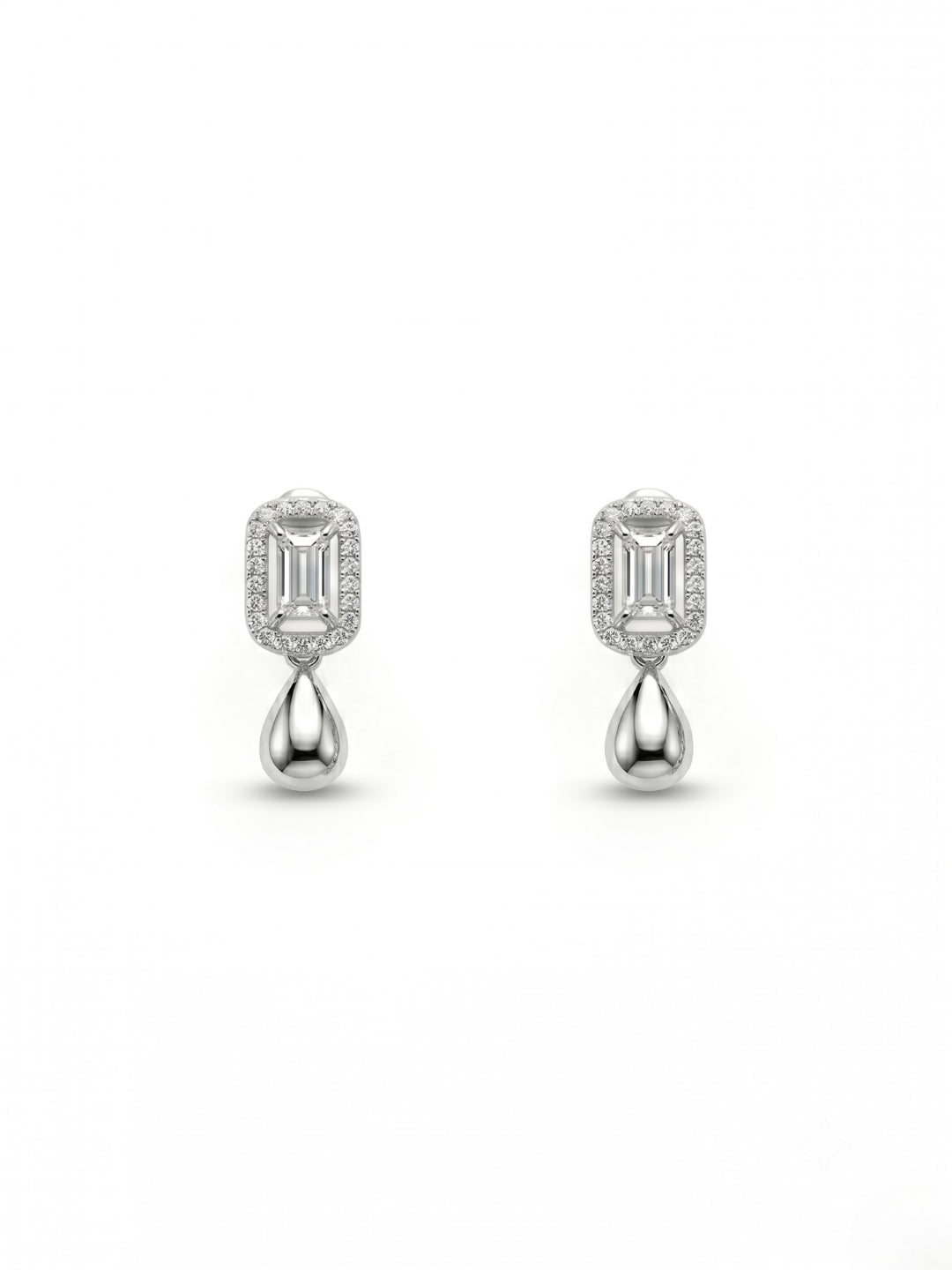 925 Sterling Silver Emerald Halo Drop Necklace Set with earrings